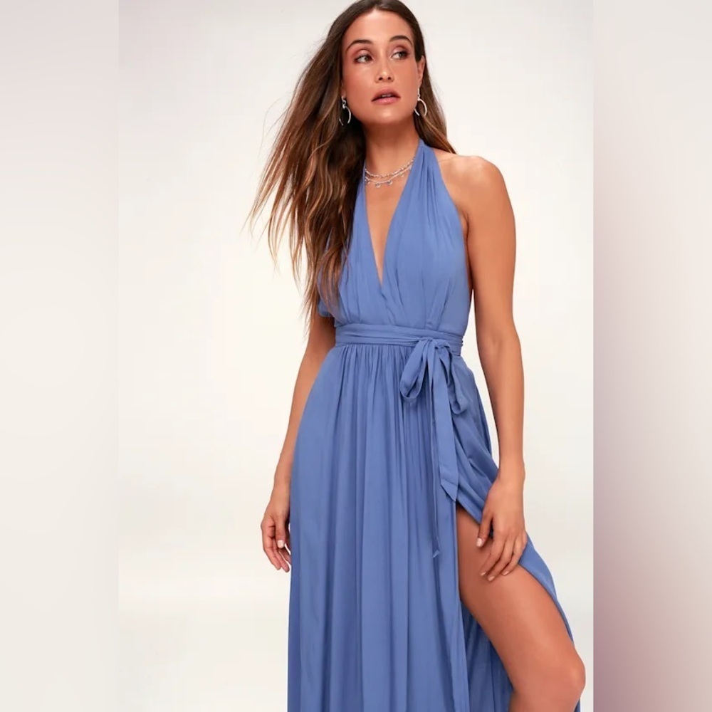 Lulu's Magical Movement Periwinkle Blue Wrap Maxi Dress - Picture 1 of 4